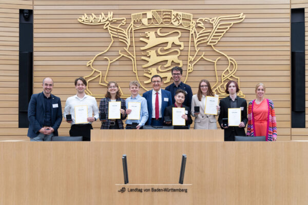 Förderpreisträgerinnen und -preisträger des 67. SWB im Landtag. Foto: Landtag BW