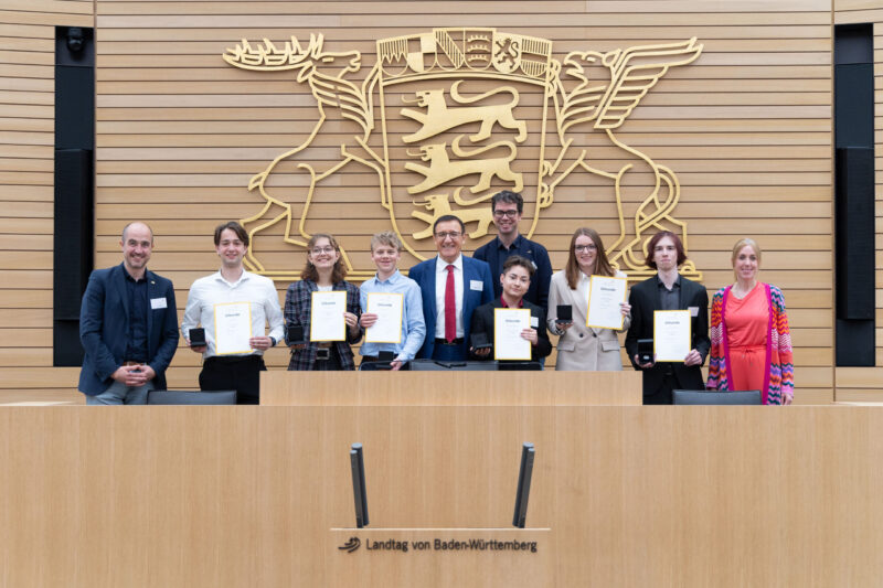Förderpreisträgerinnen und -preisträger des 67. SWB im Landtag. Foto: Landtag BW